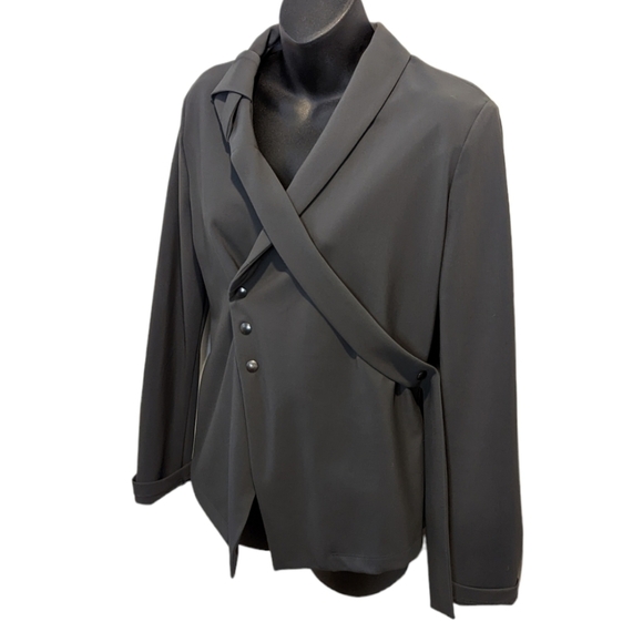 sarah Pacini grey asymmetrical jacket size 1 - Picture 2 of 9